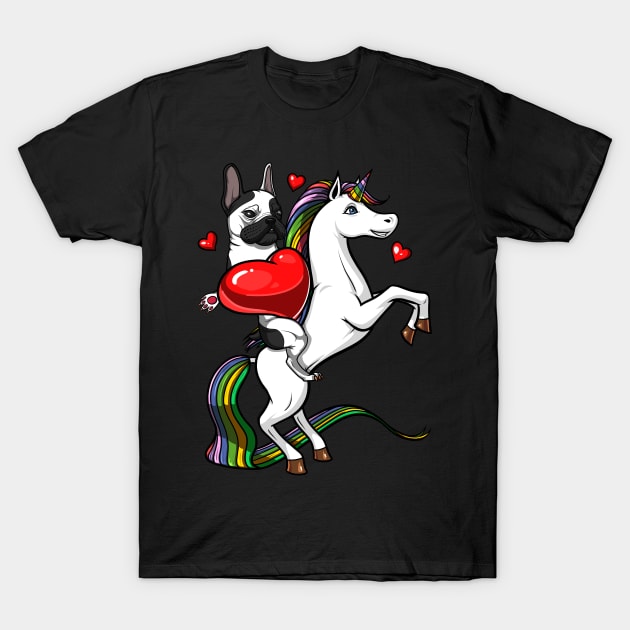 French Bulldog Riding Unicorn T-Shirt by underheaven